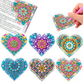 Six handmade PU leather corner bookmarks with crystal accents and flower designs
