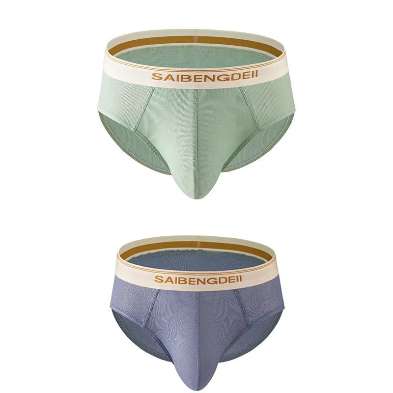 Men's thin breathable U convex briefs in solid colour, knitted polyester fabric, mid waist