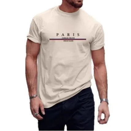 Men's heavyweight cotton short-sleeved t-shirt with letter printing in loose casual fit