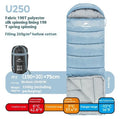 Naturehike envelope hooded sleeping bag in Clay Gray with 190T polyester fabric and hollow cotton filling for cold weather camping