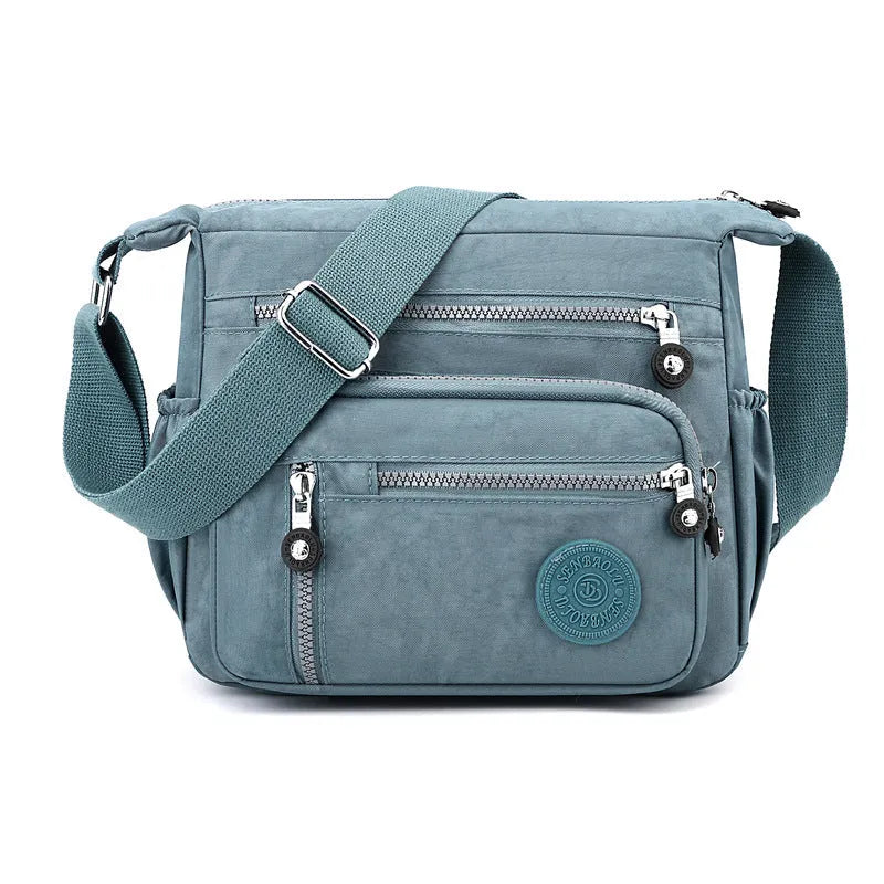 Nylon messenger shoulder bag in square vertical design with adjustable strap