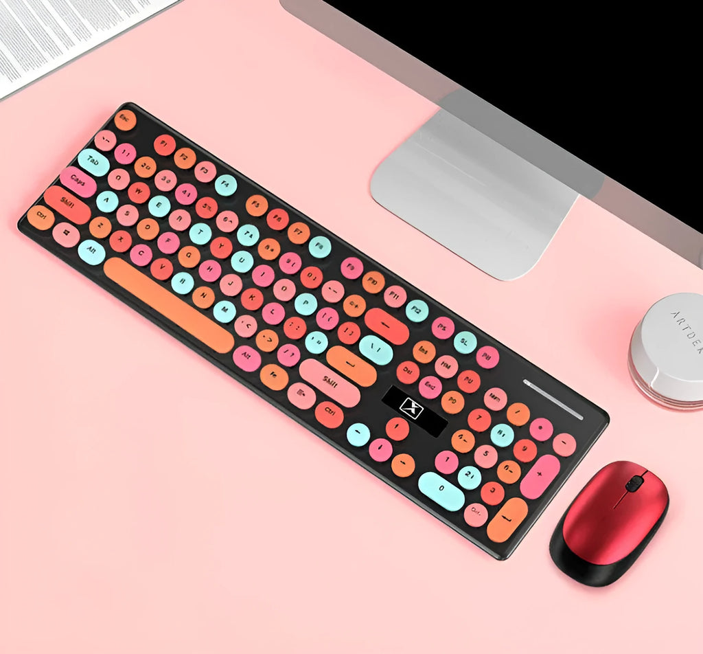 Wireless keyboard and mouse set in vibrant yellow colour with backlight functionality