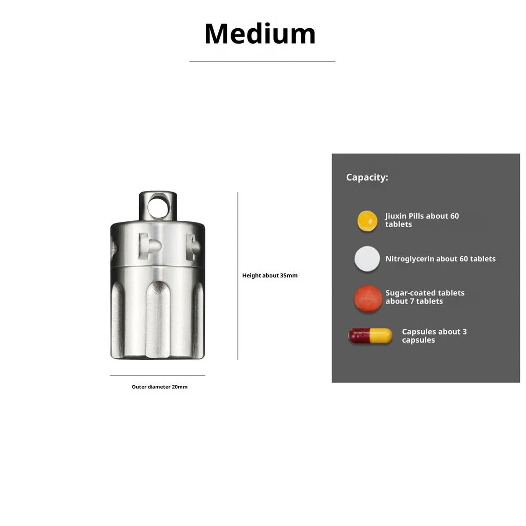 Pure titanium creative waterproof compartment portable storage tank medicine canister in T10 size range