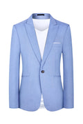 Men's western style casual suit two-piece set in pink or light blue with Asian sizing