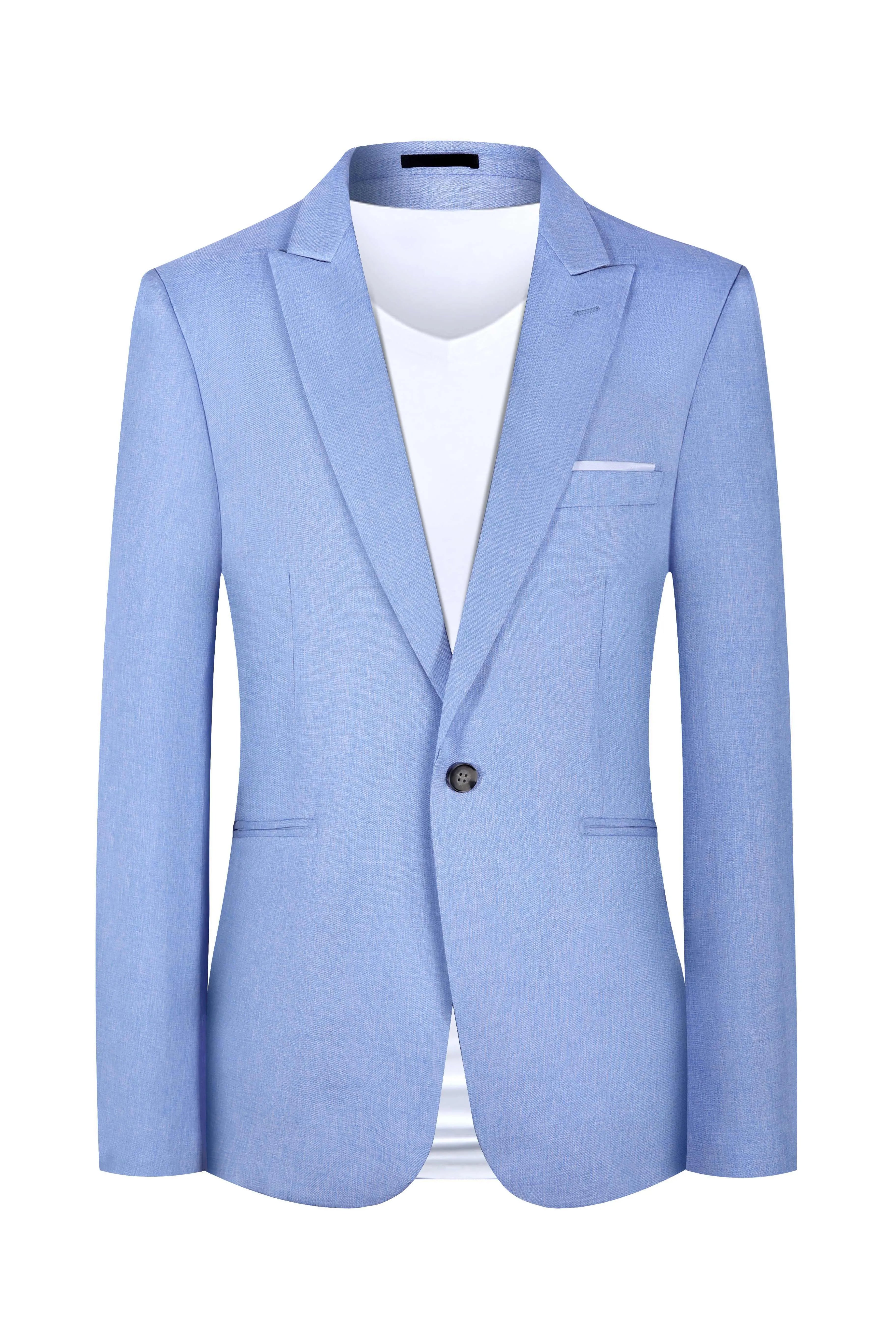 Men's western style casual suit two-piece set in pink or light blue with Asian sizing