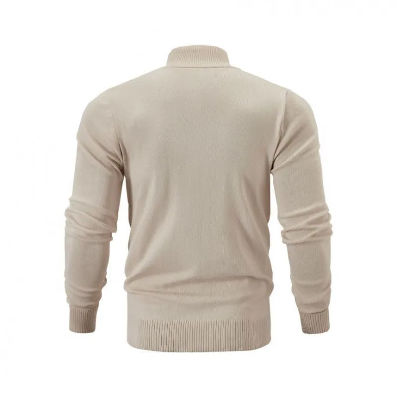 Men's cotton zip-up hoodie with stand collar in loose fit casual style