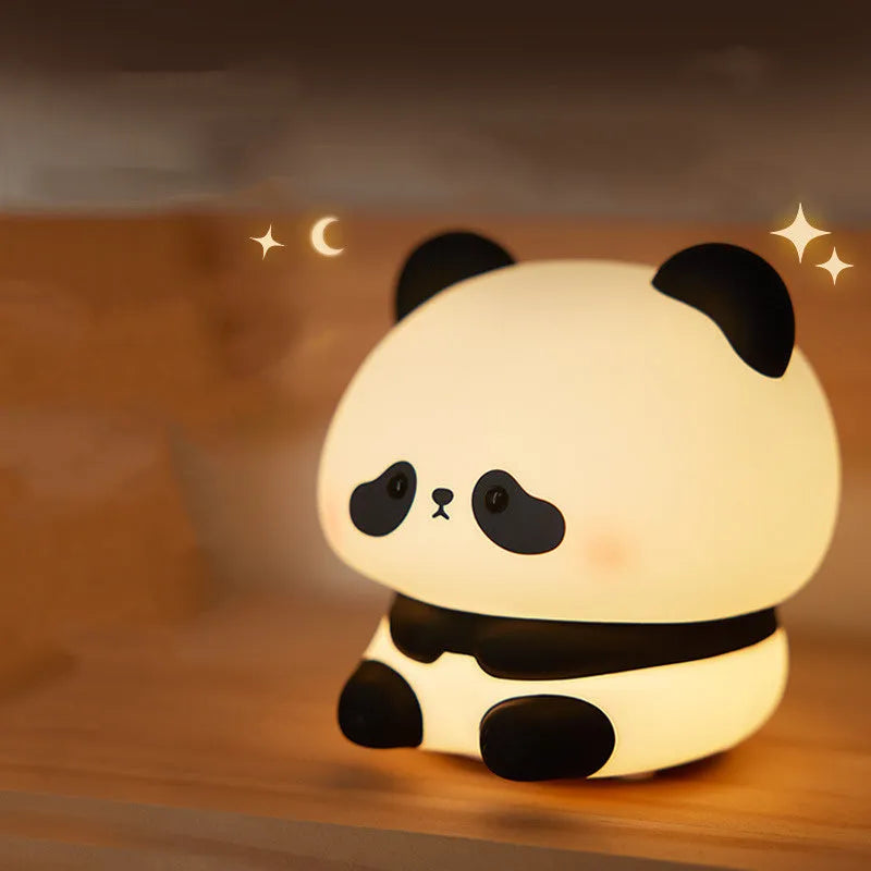 Cartoon panda-shaped silicone night light for kids with rechargeable battery