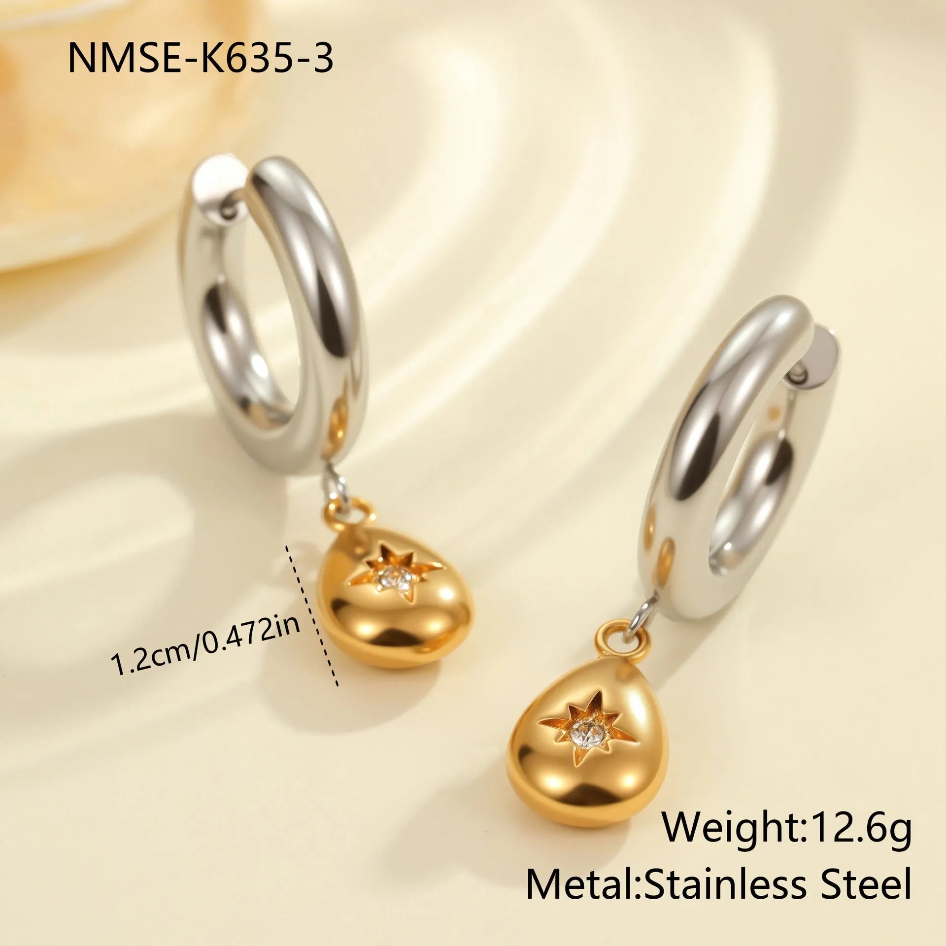 Christmas tree earrings stainless steel 18K gold plated heart star geometric dangle jewellery