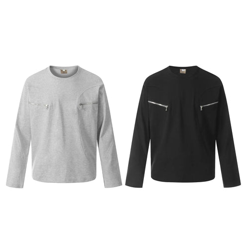 American retro loose design long sleeve cotton pullover in black and flower grey colours
