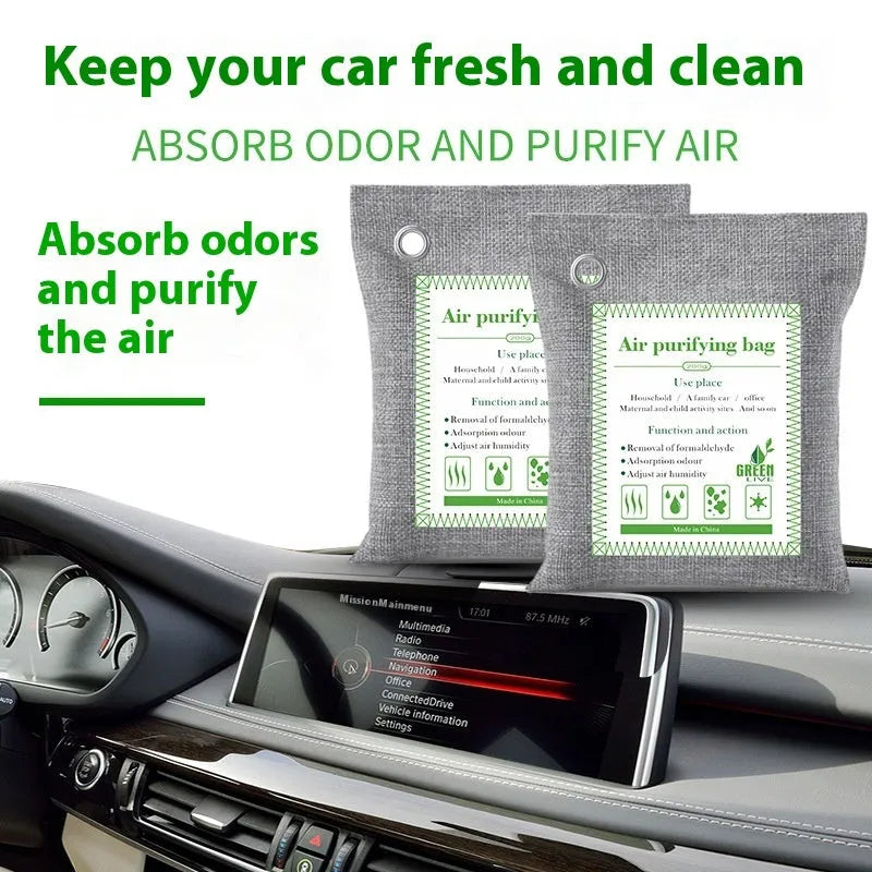 Sewn fabric bag filled with bamboo charcoal for formaldehyde removal and air freshening