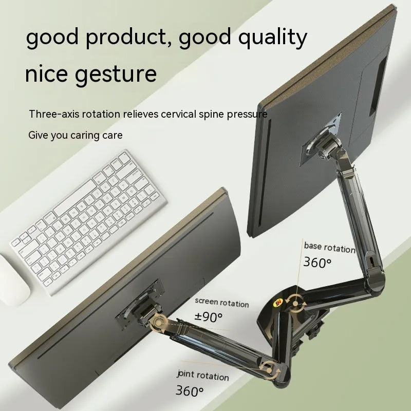 Dual screen monitor bracket with aluminium alloy construction and VESA mounting holes