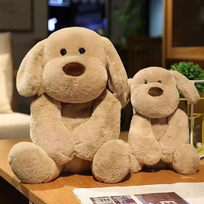 55cm khaki plush milk dog toy doll for infants, soft stuffed animal on white background