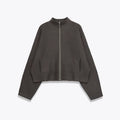 Women's stand collar zipper long sleeve knitted coat in striped pattern with contrast colour, regular fit casual cardigan pullover