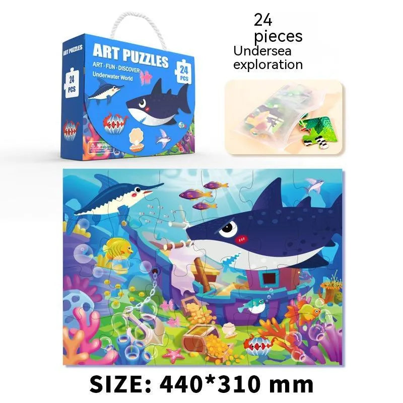 Children's paper puzzle gift box with 100 pieces showing animal world design for ages 4-6