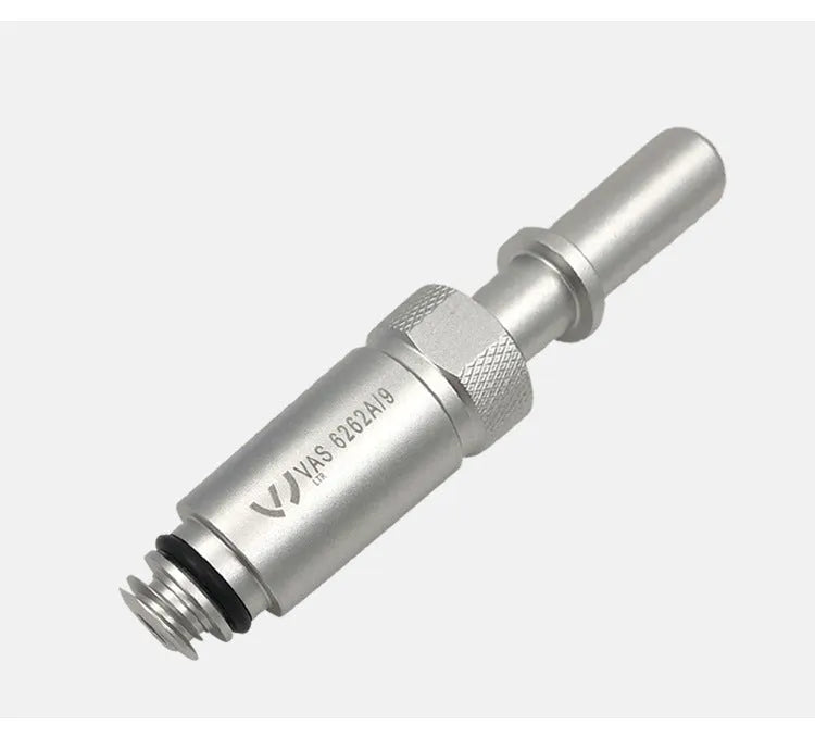 Silver metal transmission refueling joint adapter tool VAS6262-9 for MTF fluid changes