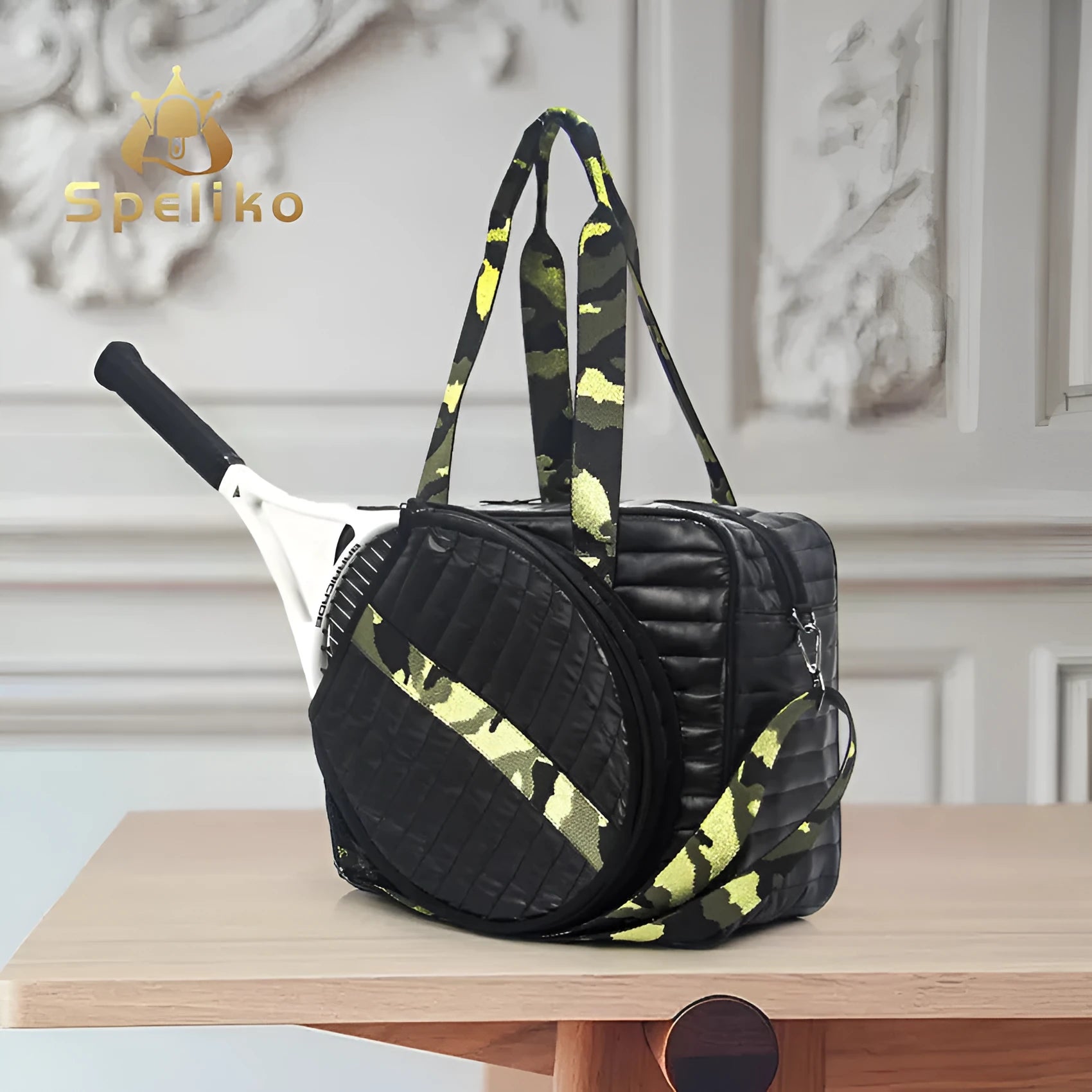 Fashion striped diving cloth tennis pack in horizontal square shape with single shoulder strap, available in multiple colours