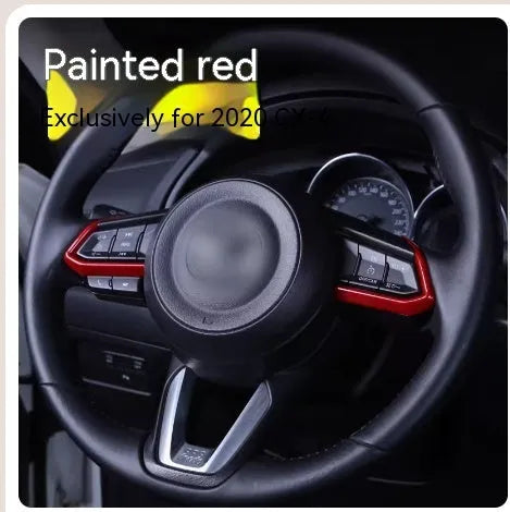 Atz aluminium alloy transparent steering wheel button decorative stickers in brushed red silver and blue for Mazda and Honda cars