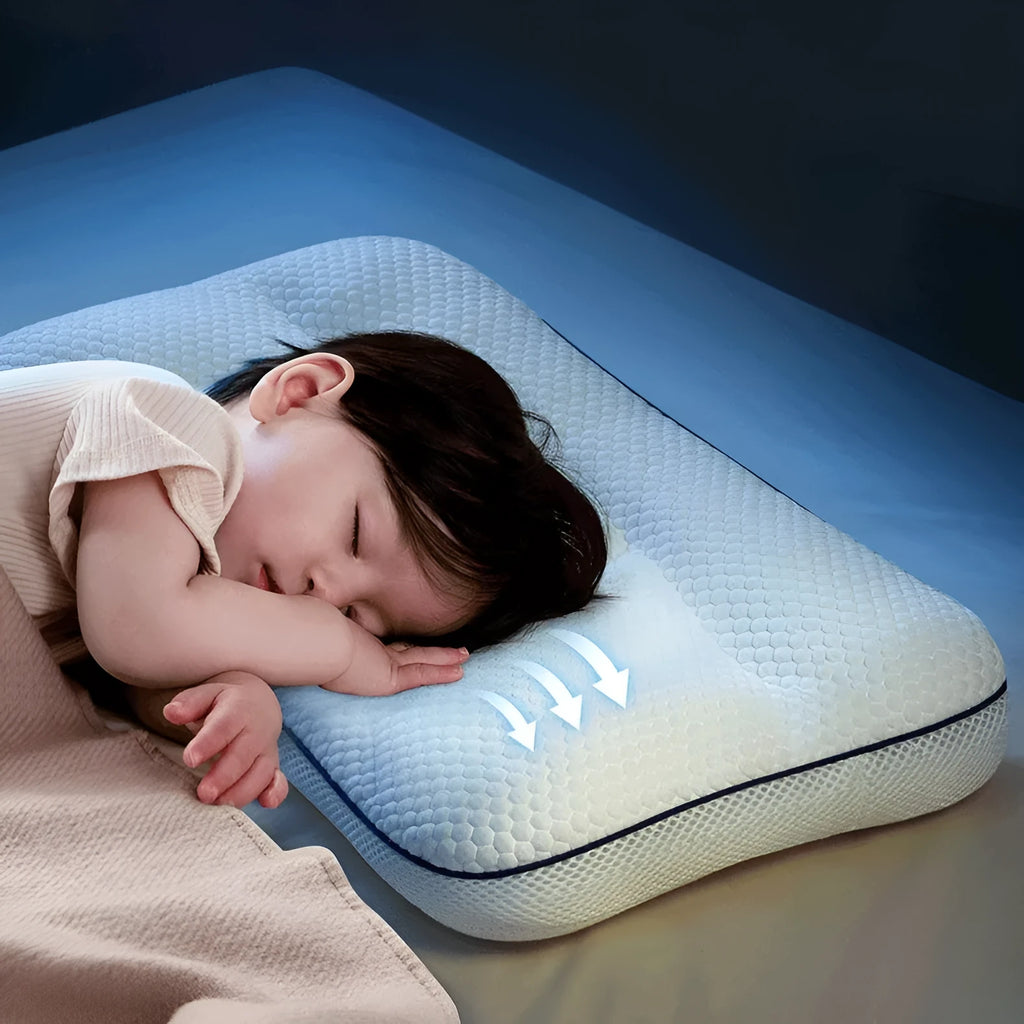 Children's dual-sided partition neck pillow with silk floss filling for ages 1-6 years