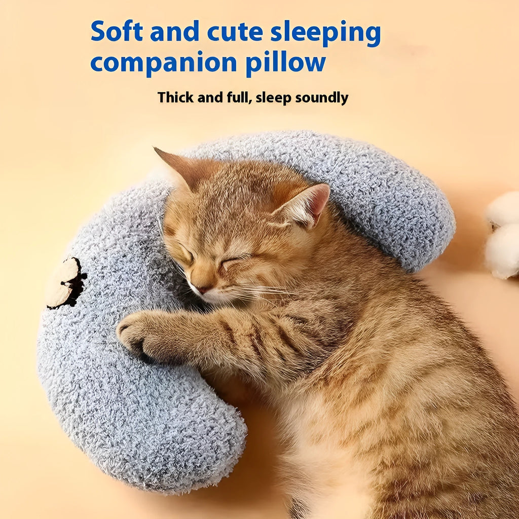 Cat sleeping mat with U-shaped neck protection pillow in blue moon style