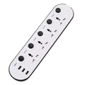 International power strip with UK, US and EU sockets, USB ports, individual switches and extended cable