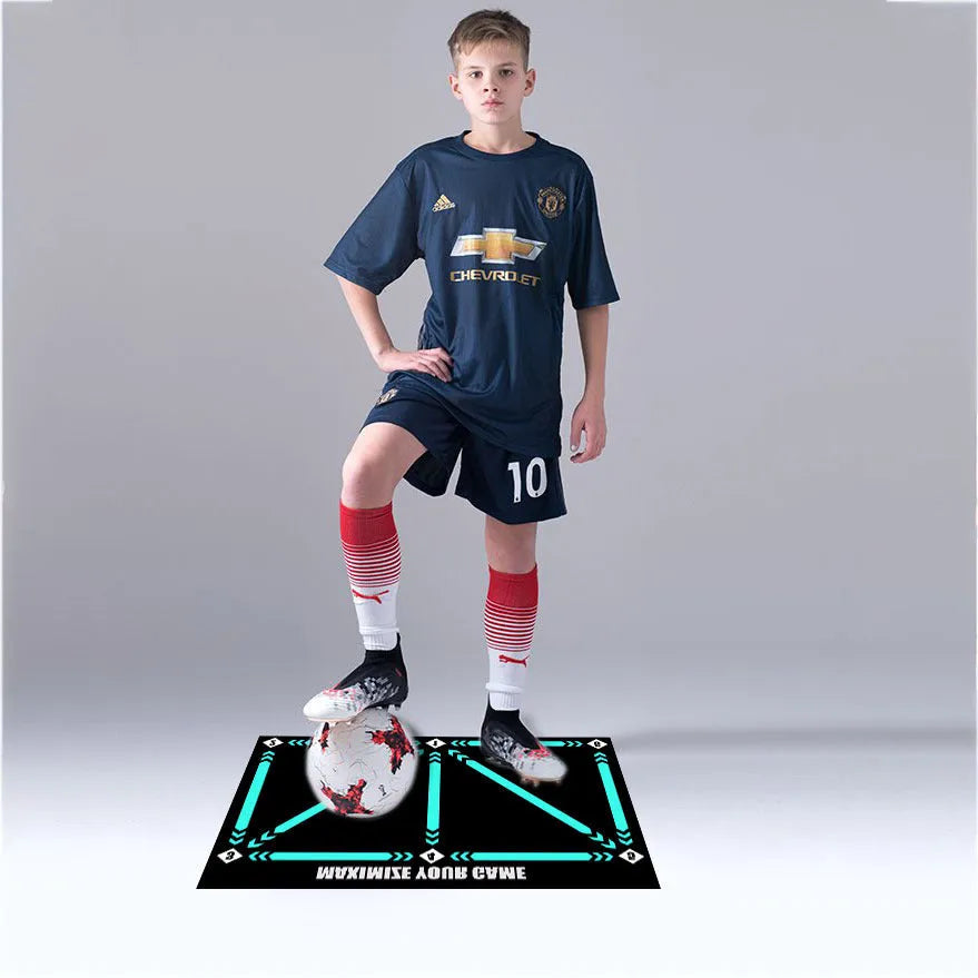 Cushion coloured rubber football training mat for indoor skill practice drills
