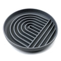 Silicone slow feeder dog bowl with textured ridges, shown in beige colour