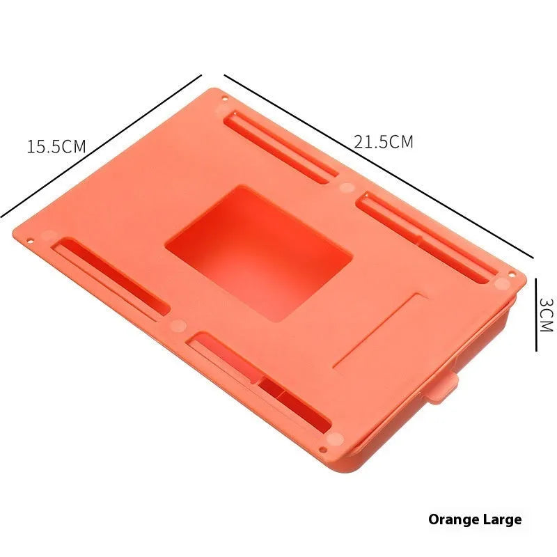 Adhesive-mounted plastic storage drawer with covered design and internal grid compartments