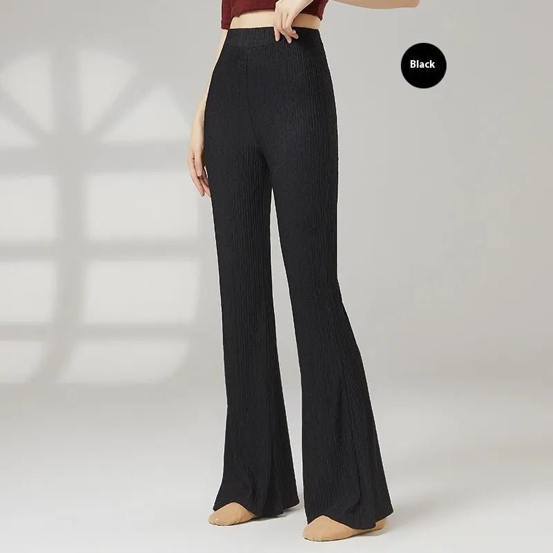 Women's classical dance training pants in stretch polyester fabric showing colour options