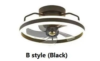 Modern simple style white ceiling fan lamp with integrated light fitting and PC blades.