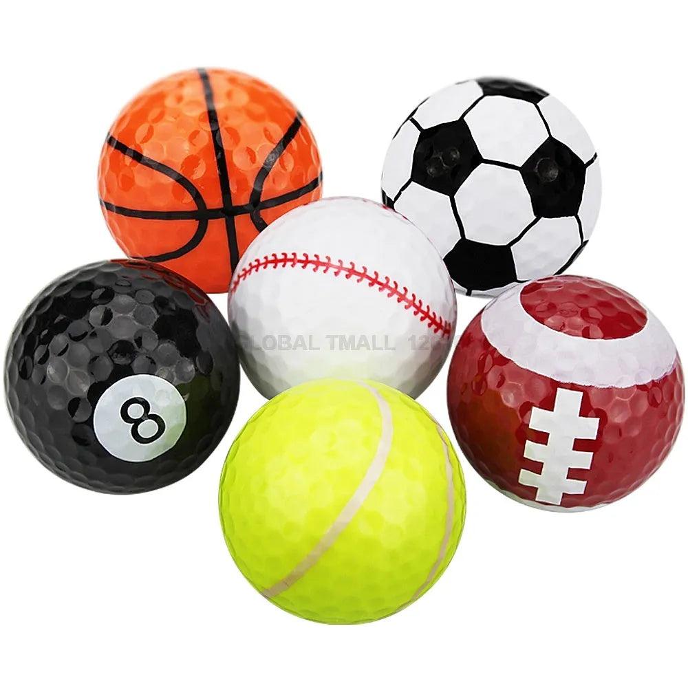 Golf practice ball with Surlyn cover and seamless dimple design, random colour, on green surface