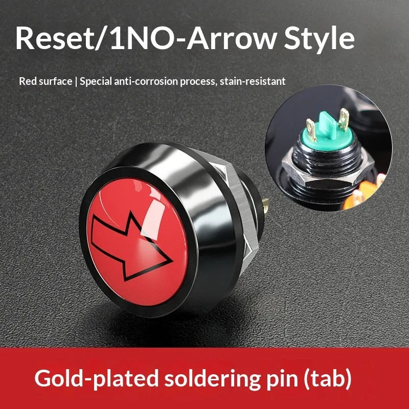12mm spherical head self-resetting push button switch with silver-plated contacts and waterproof protection