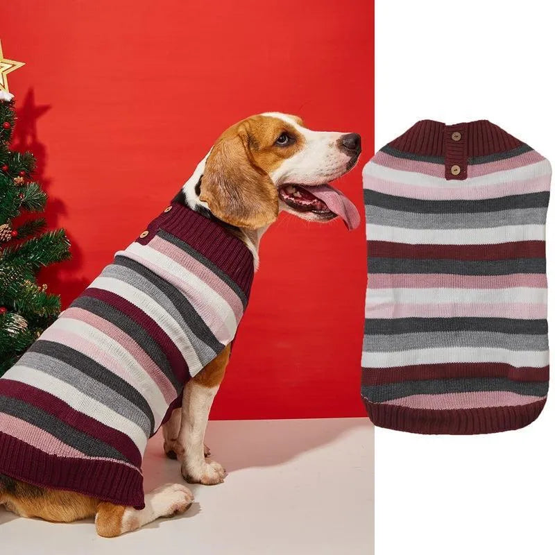 Grey dog sweater with horizontal zipper and button pocket for small to medium pets