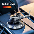 Solar-powered metal helicopter car air freshener ornament with rotating blades in three colour options