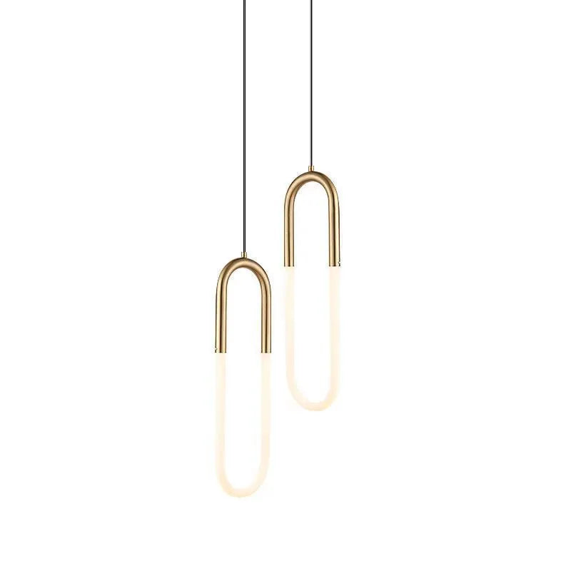 Nordic minimalist U-shaped glass bedside chandelier with tri-colour dimming functionality