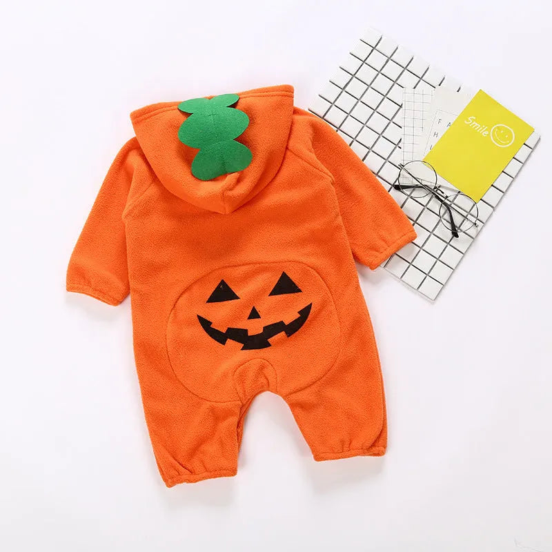 Baby Halloween clothes orange cotton long sleeve pullover, 95% cotton, non-hooded, size 80cm