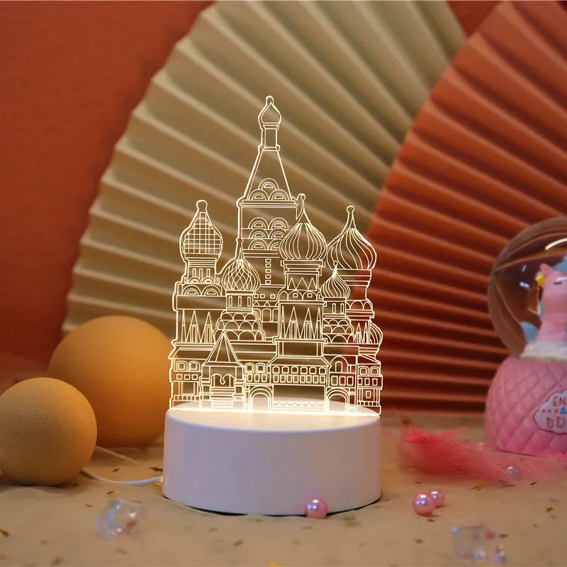 USB acrylic night light 4W touch control three colour temperatures bedside decoration 20x17.5cm