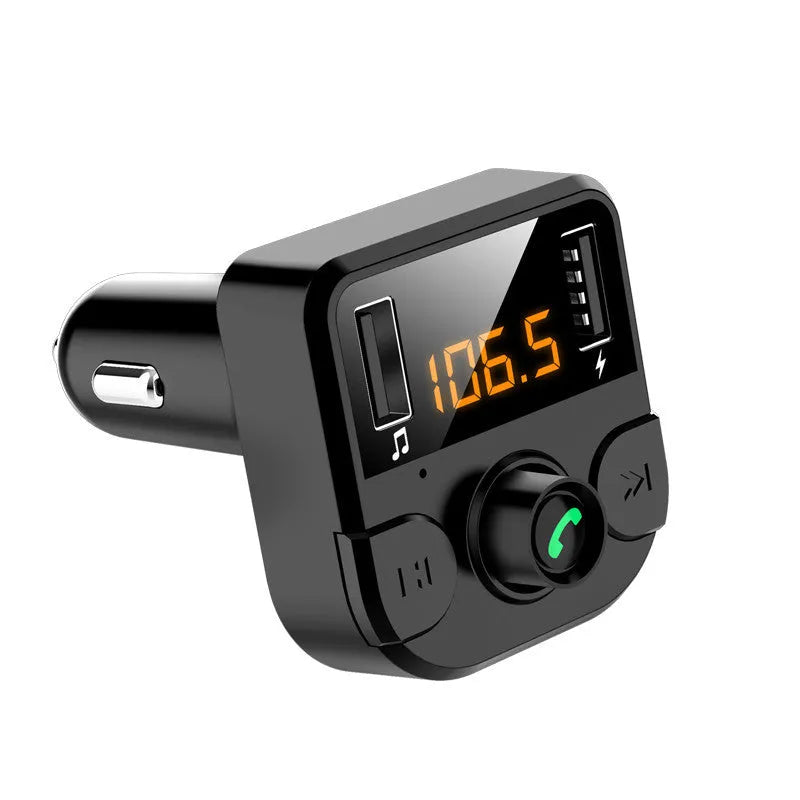 Black car MP3 Bluetooth player with 1.1-inch screen for cigarette lighter power connection