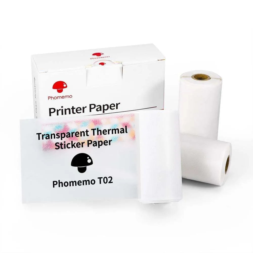 Phomemo T02 portable mini thermal label printer in white with Bluetooth connection