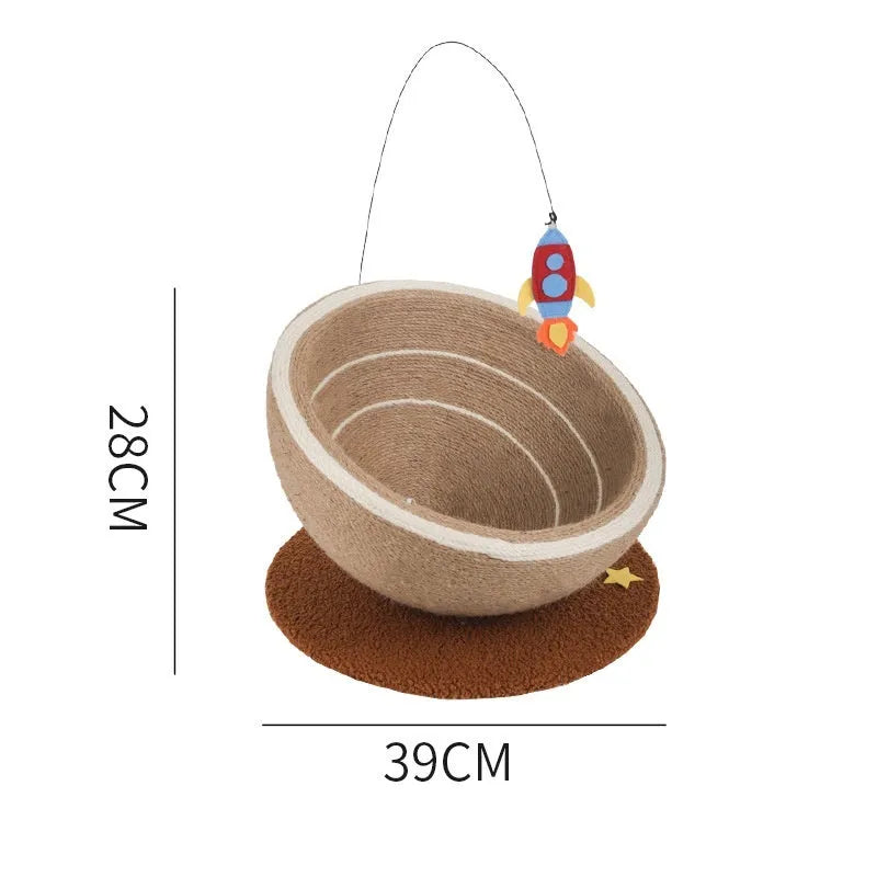 Large integrated cat scratching post and bed combo in starlight sisal nest colour