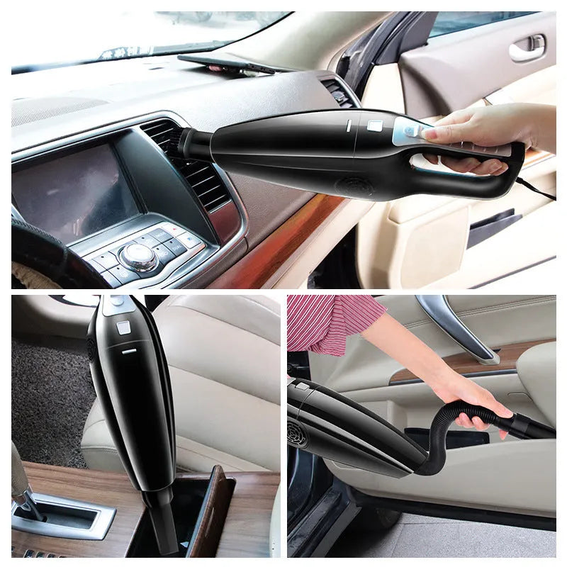 PoHigh Power Hypa black and orange 12V car vacuum cleaner with dimensions 36x10x13cm