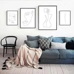Frameless canvas wall art with spray painting finish in four sizes and colour styles