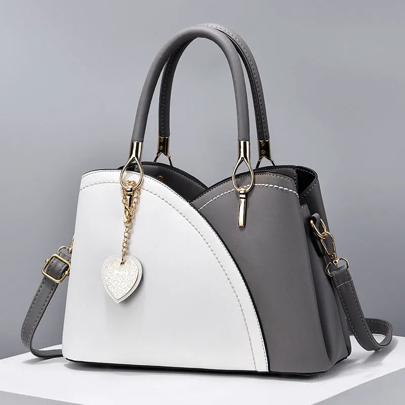 Women's PU crossbody bag with sandwich pocket in black, street trend style