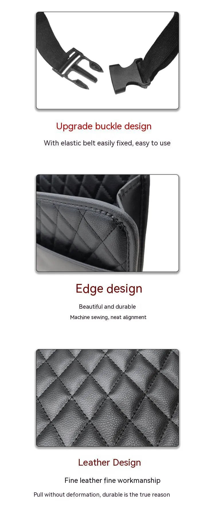 Car interior hanging storage bag organiser in black colour with 25x25x8 cm dimensions