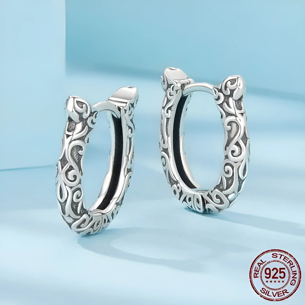 S925 sterling silver lucky horseshoe ear clip with grinding finish, U-shaped design, colour SCE1888, for women