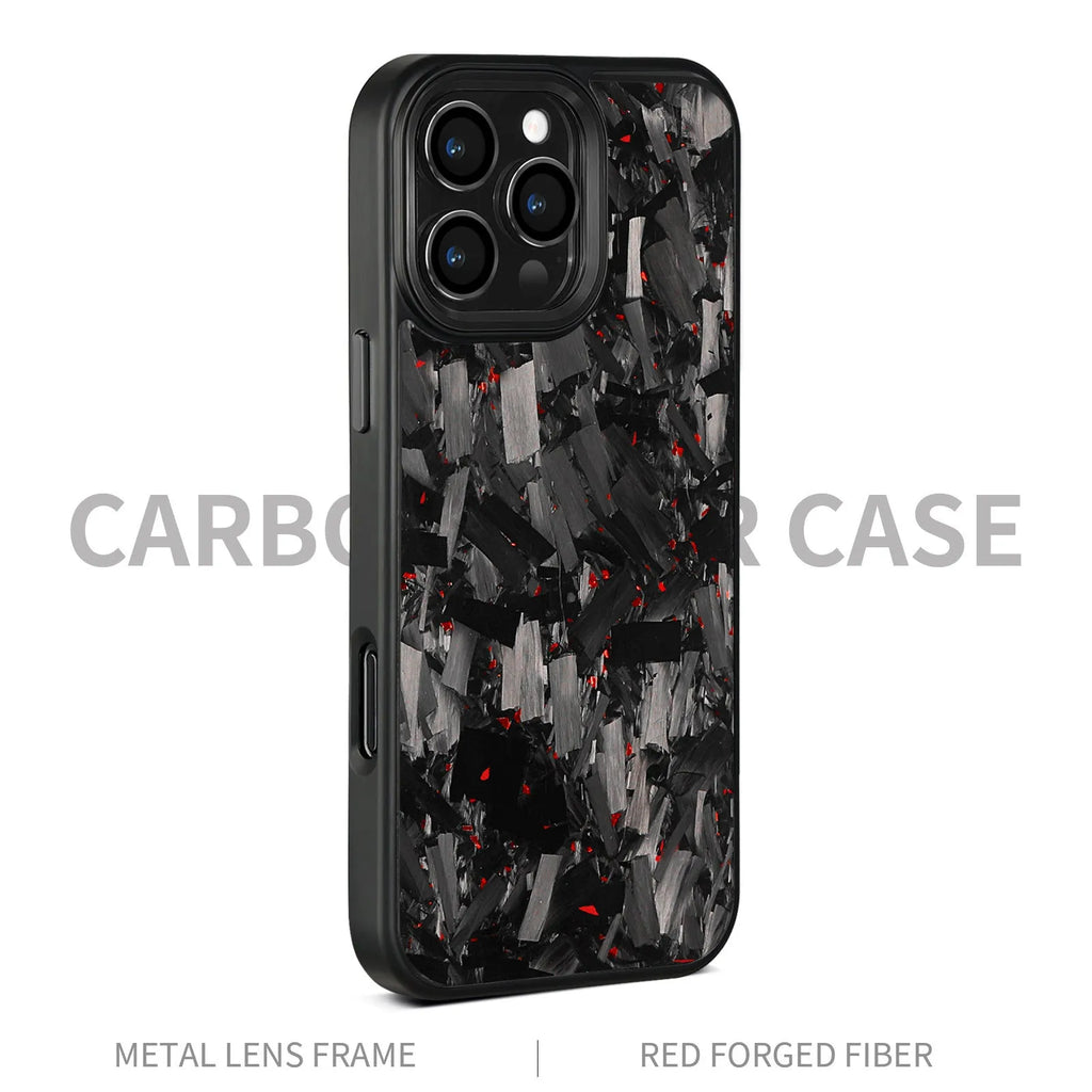 Carbon fibre forged pattern protective phone case in black, all-inclusive design for iPhone models
