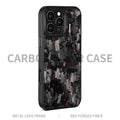 Carbon fibre forged pattern protective phone case in black, all-inclusive design for iPhone models