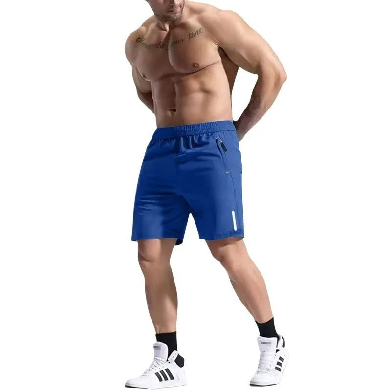 Men's elastic waist shorts in army green made from bamboo and polyester blend fabric for sports.
