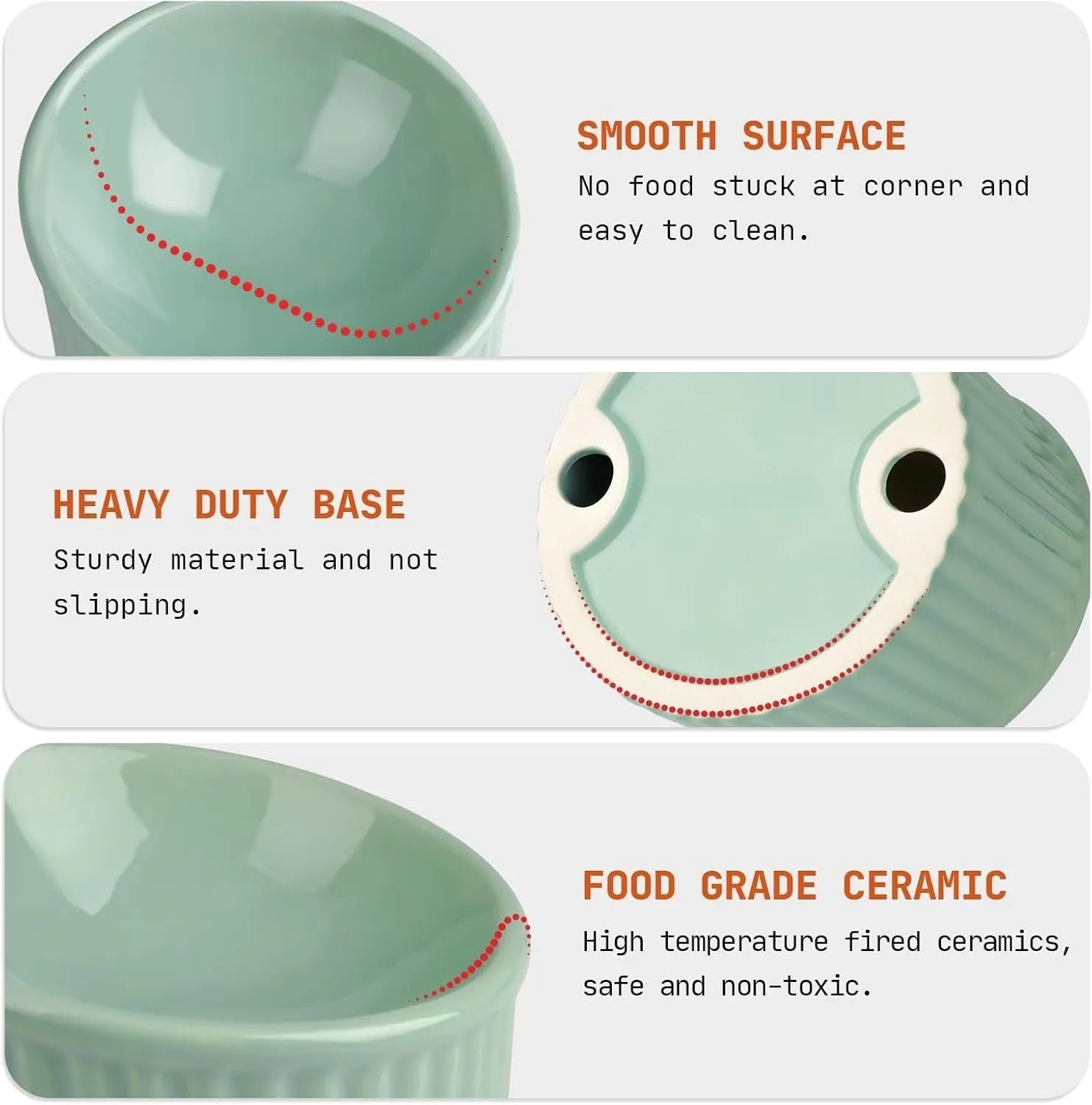 Ceramic elevated cat bowl in round tilted design with raised height for indoor cats