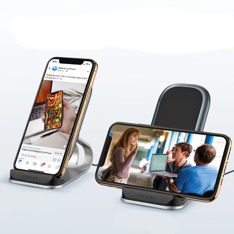 Wireless charger pad for mobile phones with LED indicator in black colour, Type-C interface