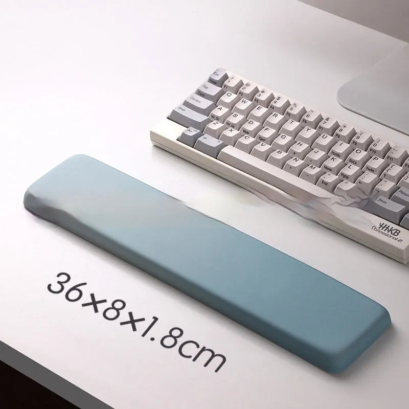Square silica gel wrister mouse pad with cloth surface showing colour options including black, blue, pink and purple